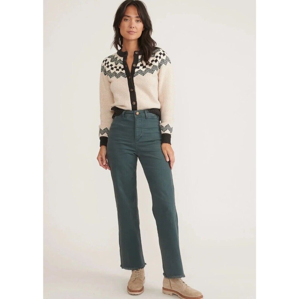 Marine Layer Bridget Pants Full Length Raw Edge Green Gables size 4